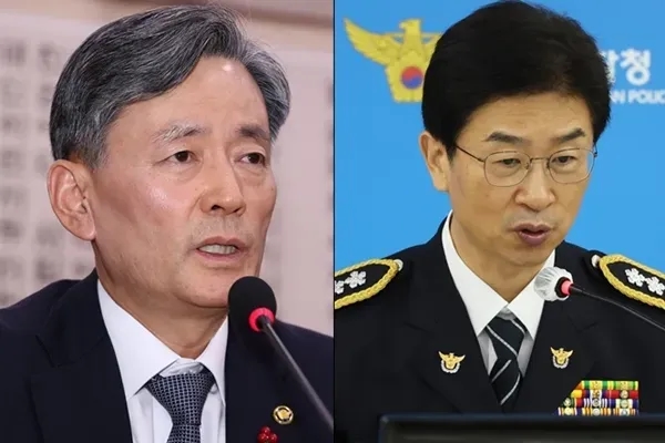 조지호 경찰청장(좌)과 김봉식 서울청장(우)