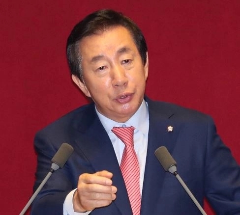 김성태 전 의원이 자유한국당 원내대표 당시 국회 본회의에서 교섭단체 대표연설을 하고 있는 사진. /연합뉴스