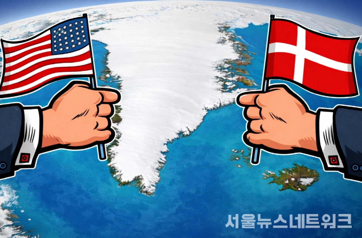 그린란드는 위치부터가 전략적이다. 미국에서 유럽으로 가는 최단 거리에 있고, 지구온난화로 북극 빙하가 녹으면서 북극항로의 가치가 급상승하고 있다. / SNN (Chat GPT 이미지 생성) 