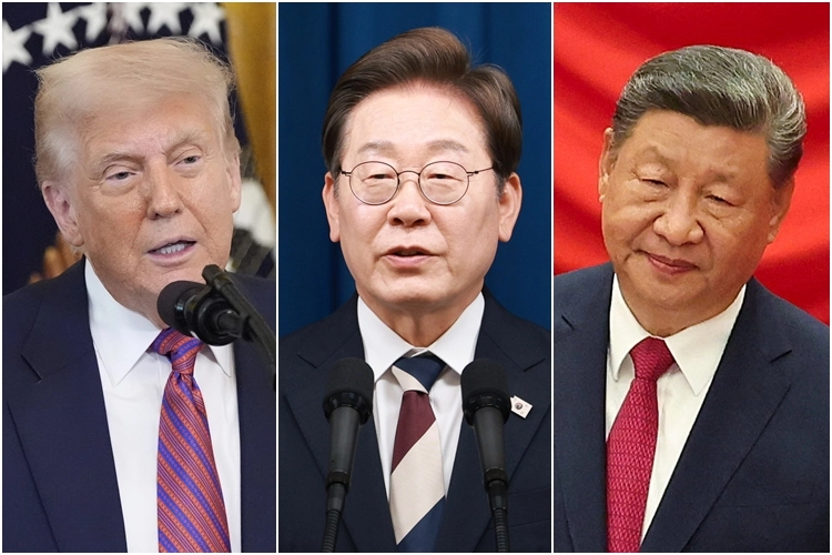 왼쪽부터 트럼프 미국 대통령·이재명 대통령·시진핑 중국 국가주석