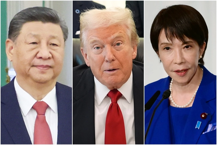 시진핑 중국 국가주석(왼쪽부터), 도널드 트럼프 미국 대통령, 다카이치 사나에 일본 총리